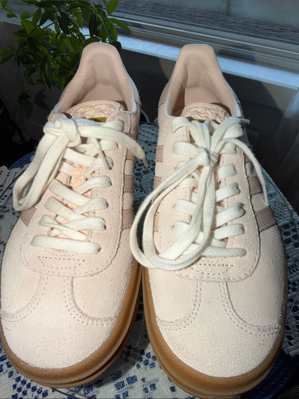 adidas Women’s Suede Sneakers - Light Pink with Gum Sole